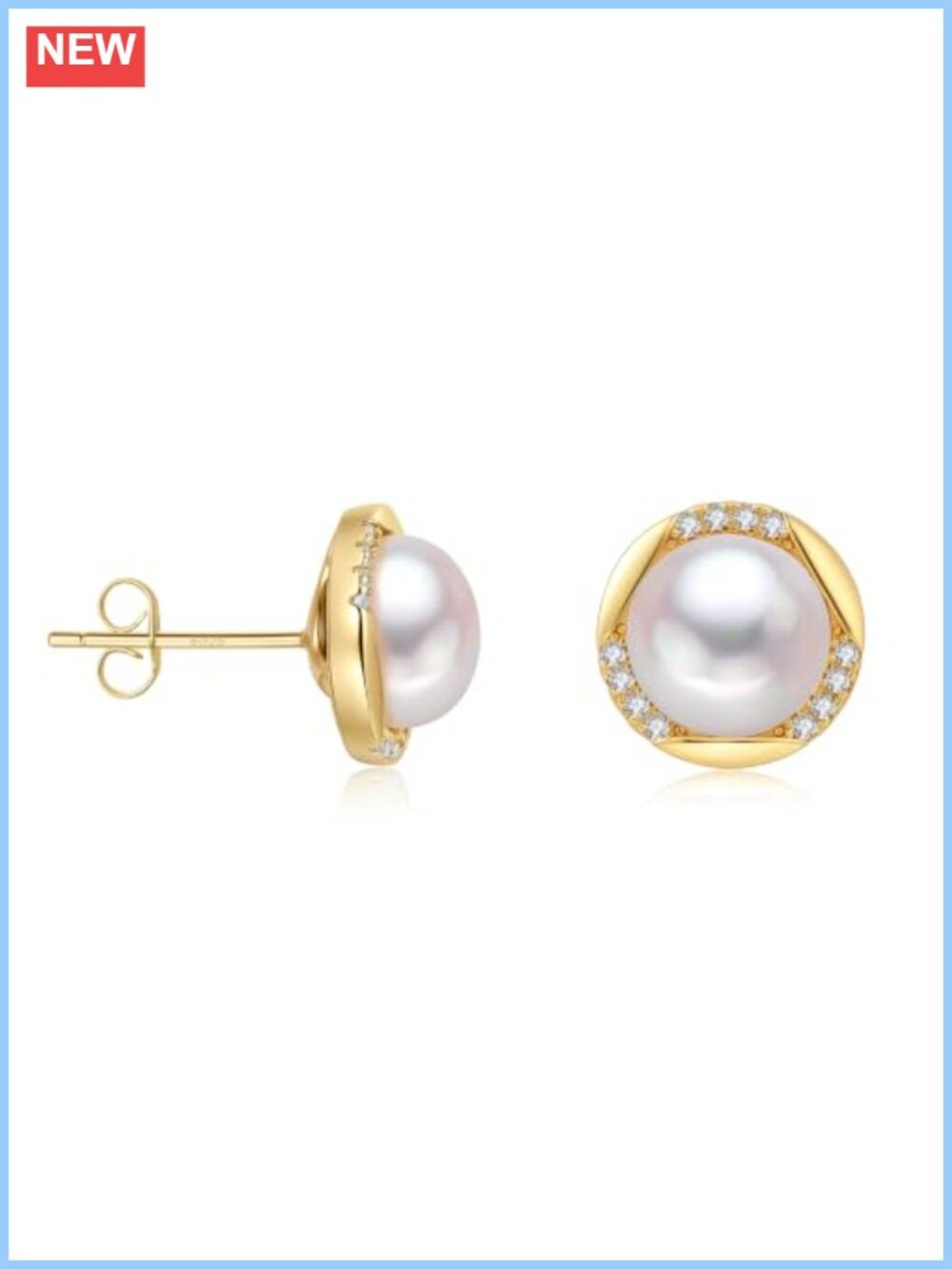 14K Gold Plated Sterling Silver Freshwater Pearl Stud Earrings